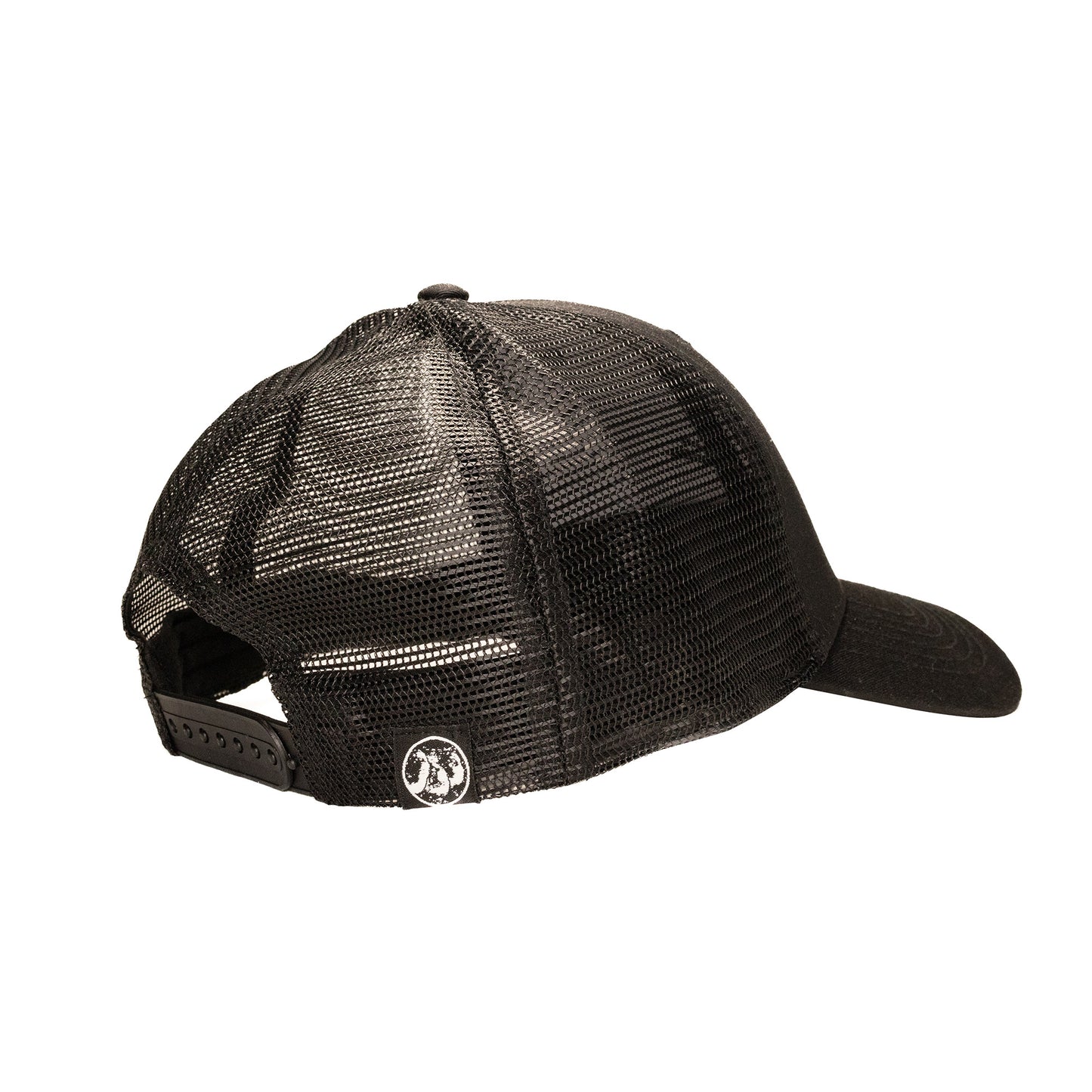 schräg von hinten weblabel auf trucker classic mesh cap schwarz